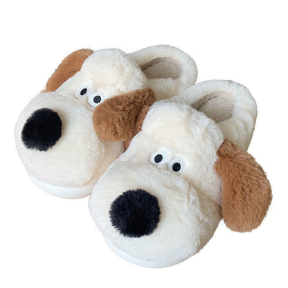 Chaussons en coton pour femme avec embout peluche chien