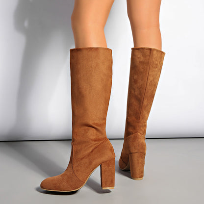 Bottes Hautes en Daim à Talons