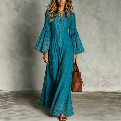 Robe Éléonore – Dentelle Bohème & Coupe Longue