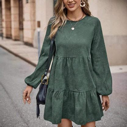 Mini robe green a manches lanternes