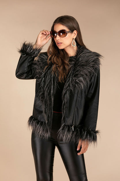 Perlinia Veste en Cuir & Fourrure