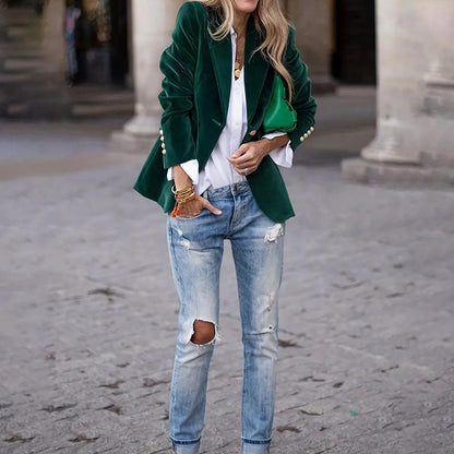 Blazer à manches longues et un bouton
