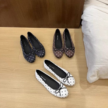 Ballerines Femme Mary Jane à Nœud Pois – Talon Caché