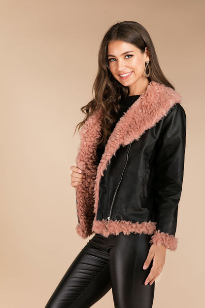 Perlinia Veste en Cuir & Fourrure