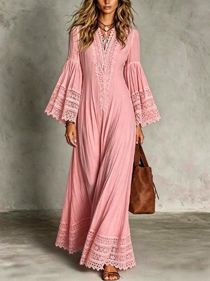 Robe Éléonore – Dentelle Bohème & Coupe Longue