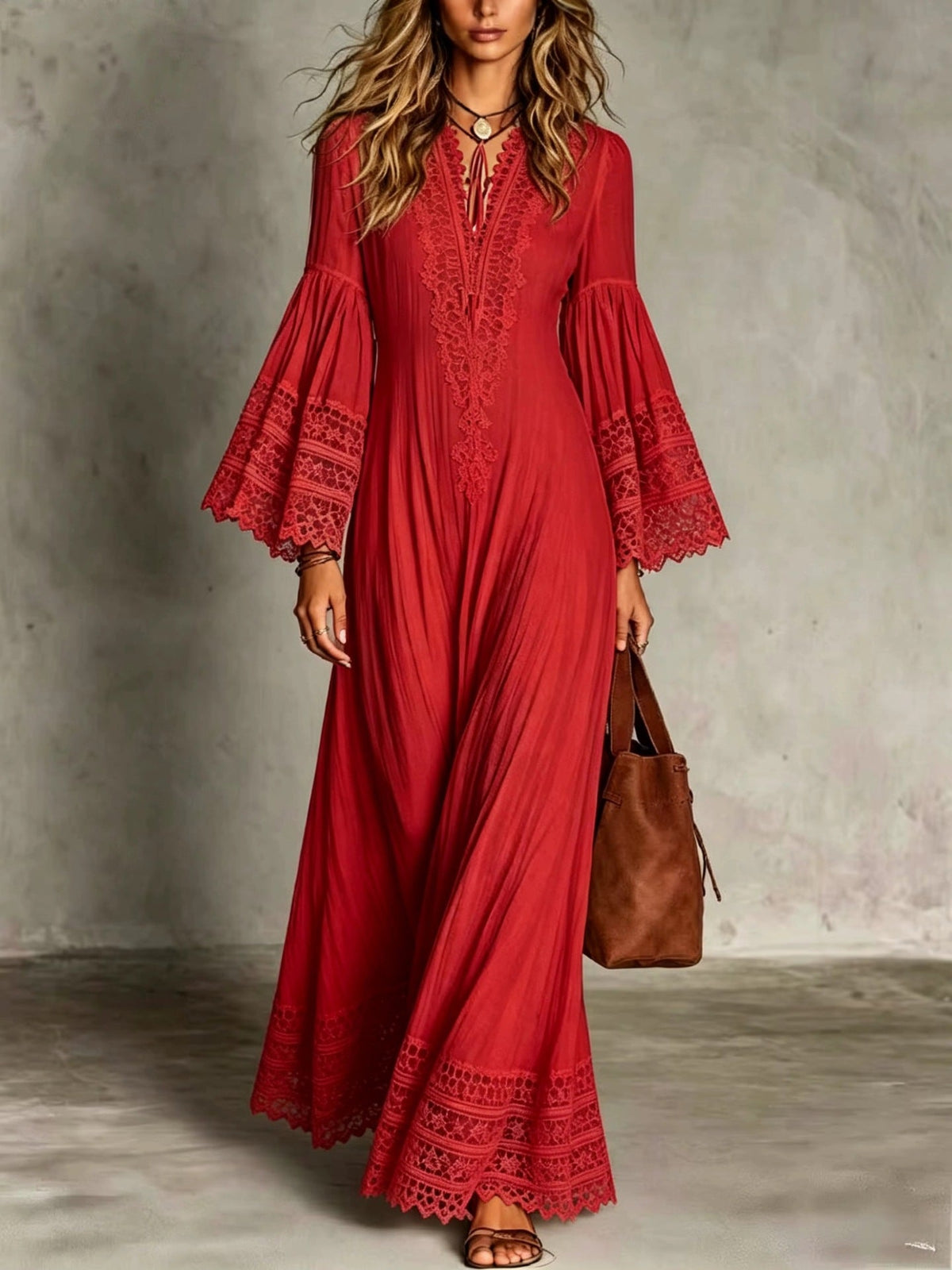Robe Éléonore – Dentelle Bohème & Coupe Longue