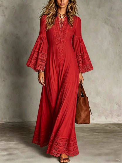Robe Éléonore – Dentelle Bohème & Coupe Longue