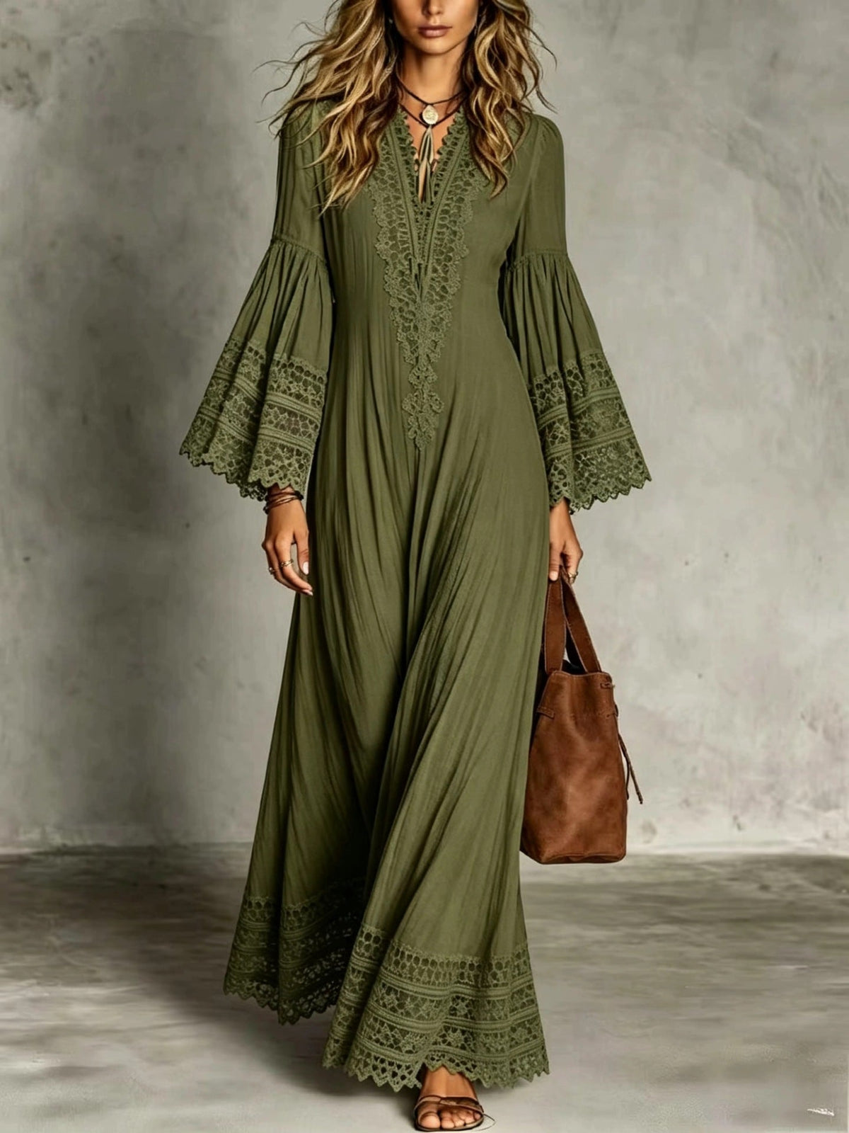 Robe Éléonore – Dentelle Bohème & Coupe Longue