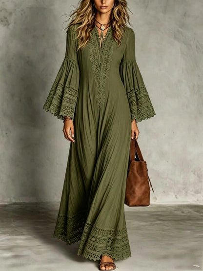 Robe Éléonore – Dentelle Bohème & Coupe Longue