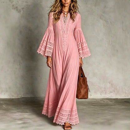 Robe Éléonore – Dentelle Bohème & Coupe Longue