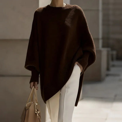 Pull oversize à col rond et manches chauve-souris
