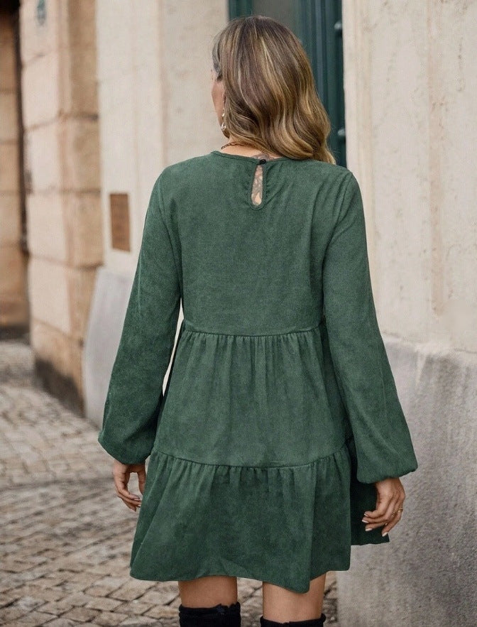 Mini robe green a manches lanternes