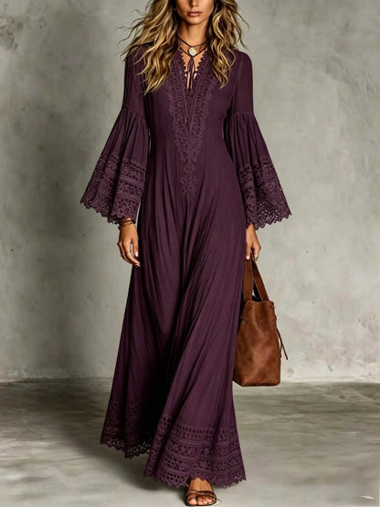 Robe Éléonore – Dentelle Bohème & Coupe Longue