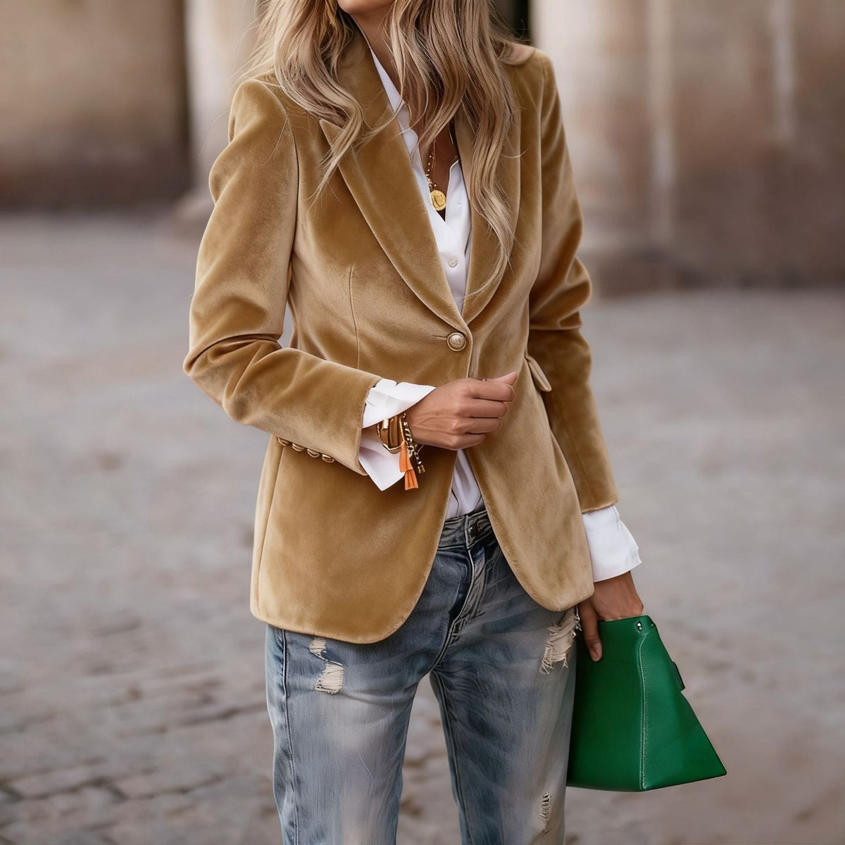 Blazer à manches longues et un bouton