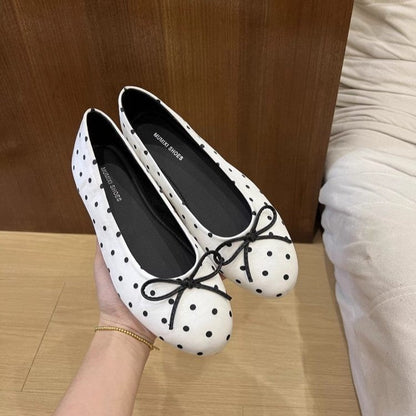Ballerines Femme Mary Jane à Nœud Pois – Talon Caché