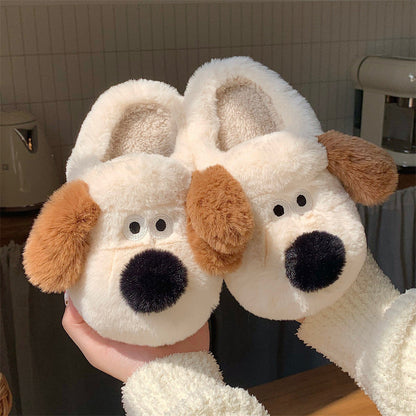 Chaussons en coton pour femme avec embout peluche chien