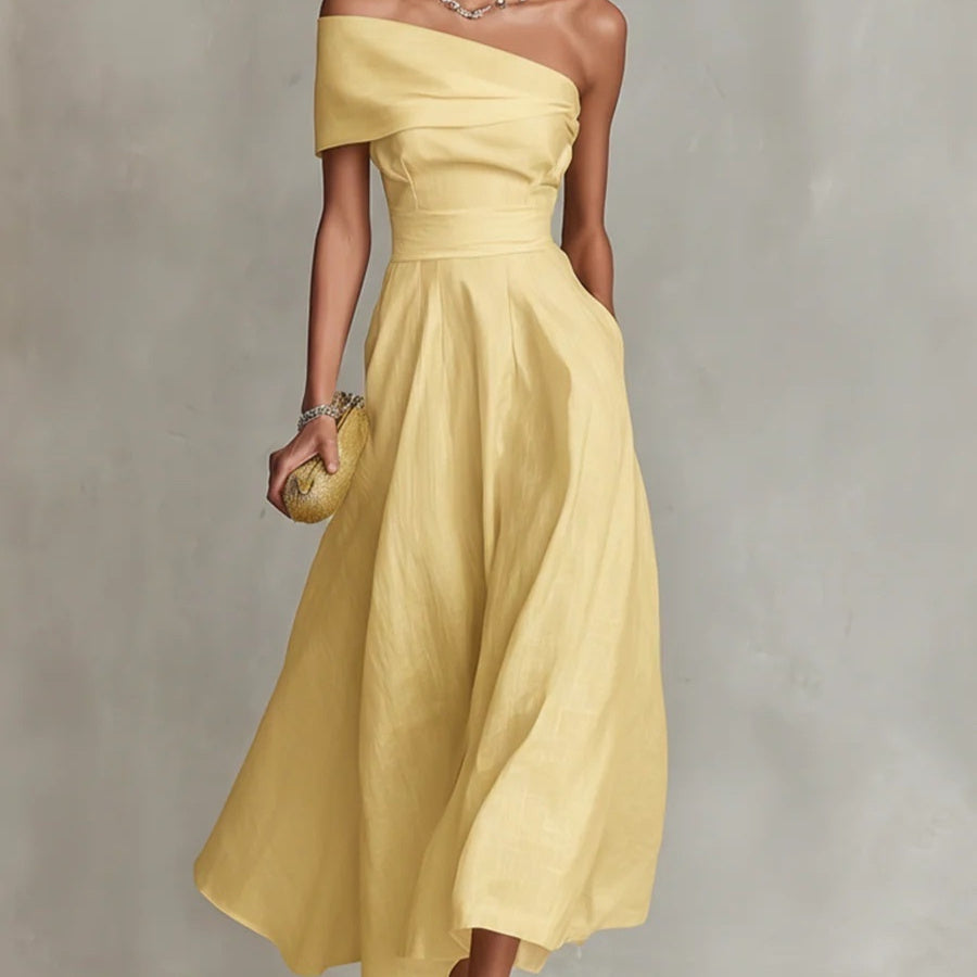 Robe Maxi Une Épaule Élégance Solaire
