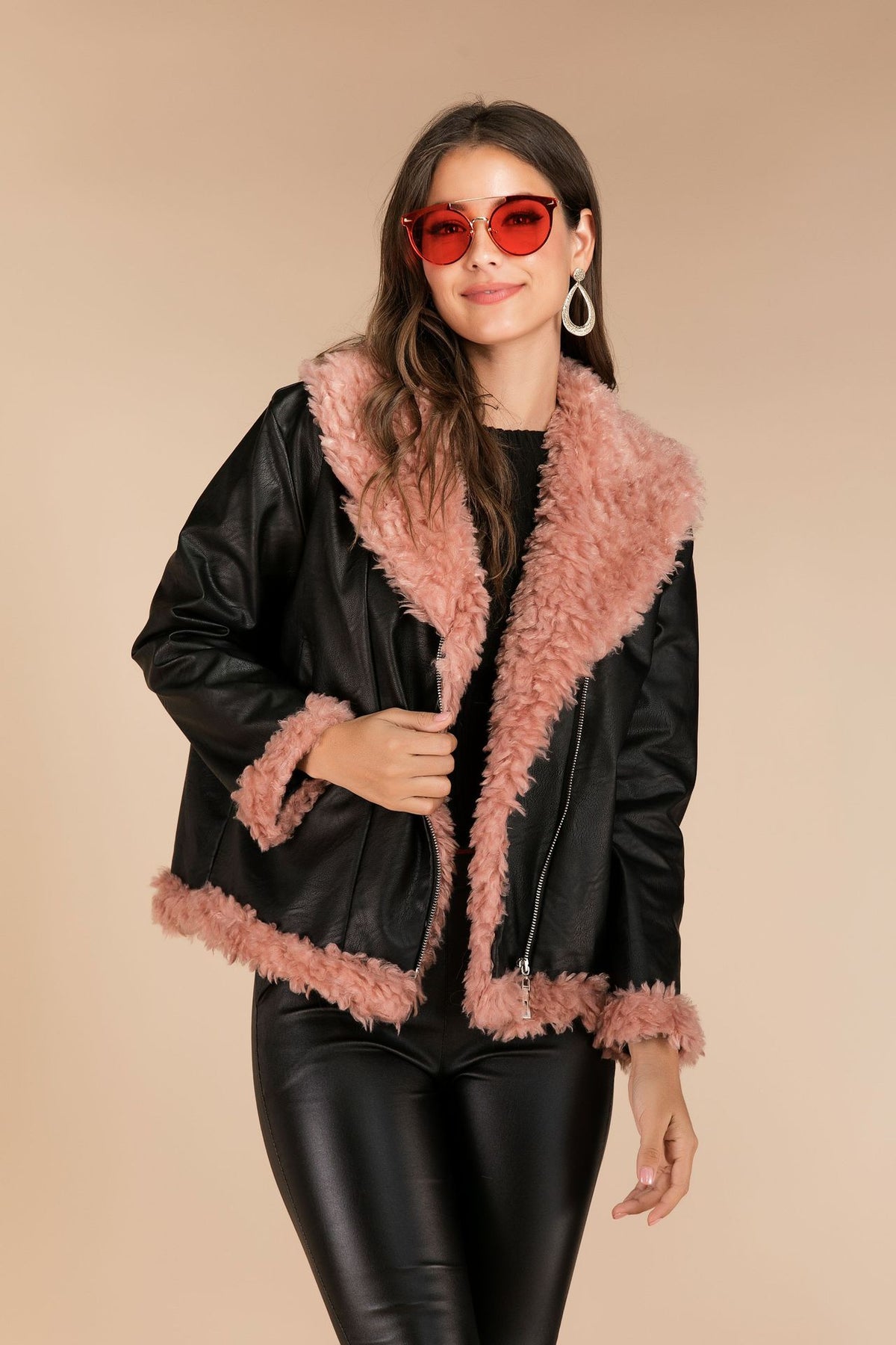 Perlinia Veste en Cuir & Fourrure