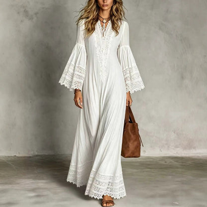 Robe Éléonore – Dentelle Bohème & Coupe Longue
