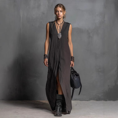 Robe Longue en Lin Élégance Minimaliste