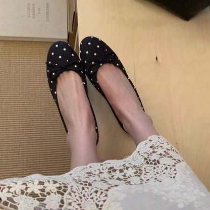 Ballerines Femme Mary Jane à Nœud Pois – Talon Caché