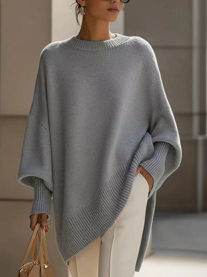 Pull oversize à col rond et manches chauve-souris