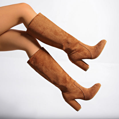 Bottes Hautes en Daim à Talons