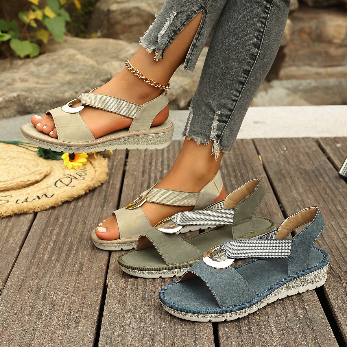 Sandales à Confort ergonomique, style naturel