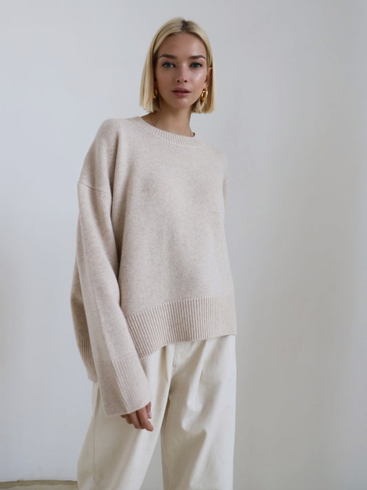 Pull oversize à col rond et manches chauve-souris