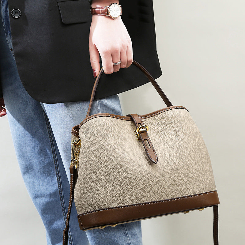 Sac Bandoulière Grand Format à Motif Litchi