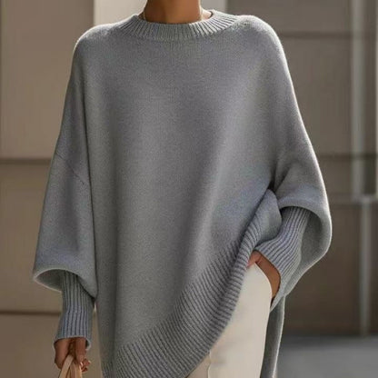 Pull oversize à col rond et manches chauve-souris