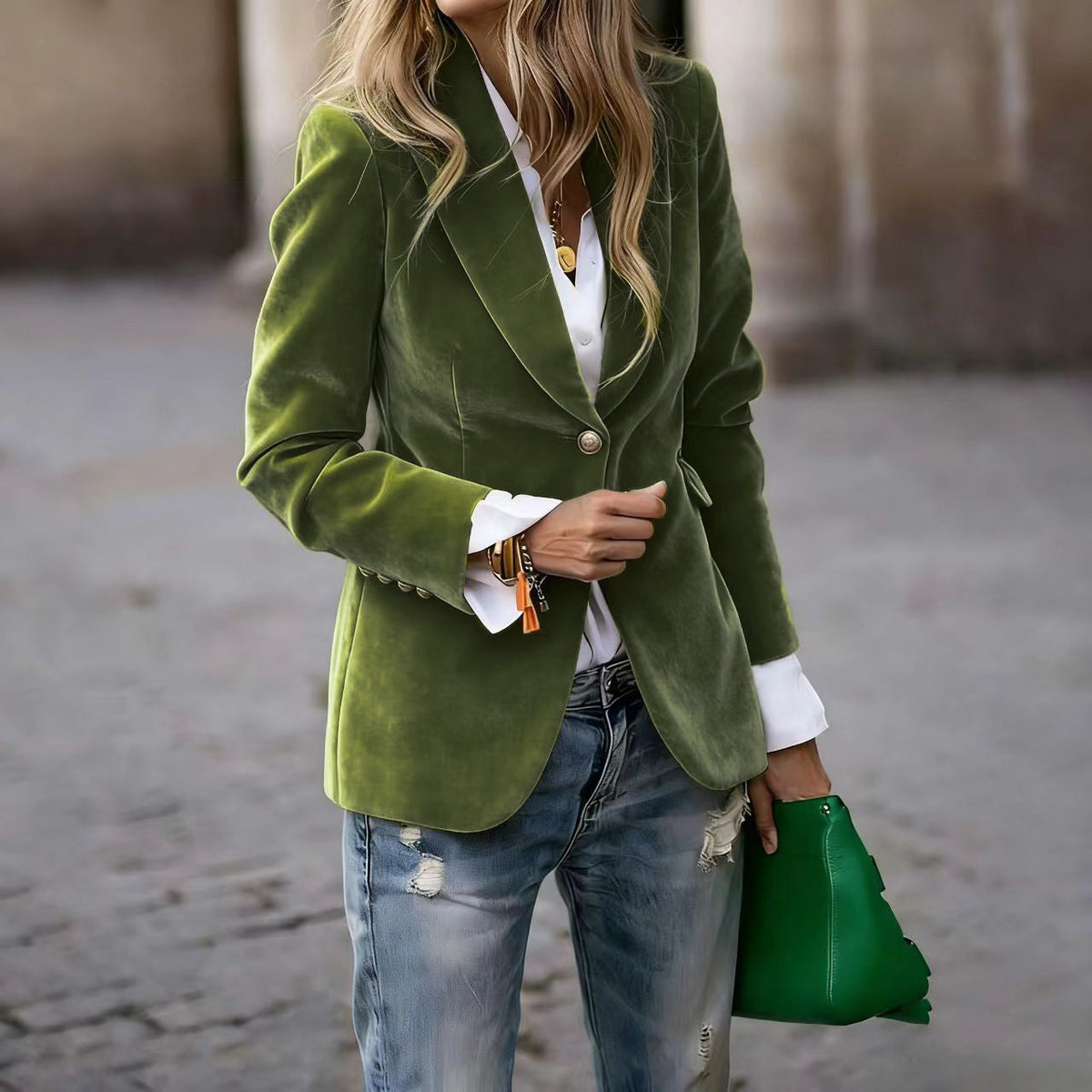 Blazer à manches longues et un bouton