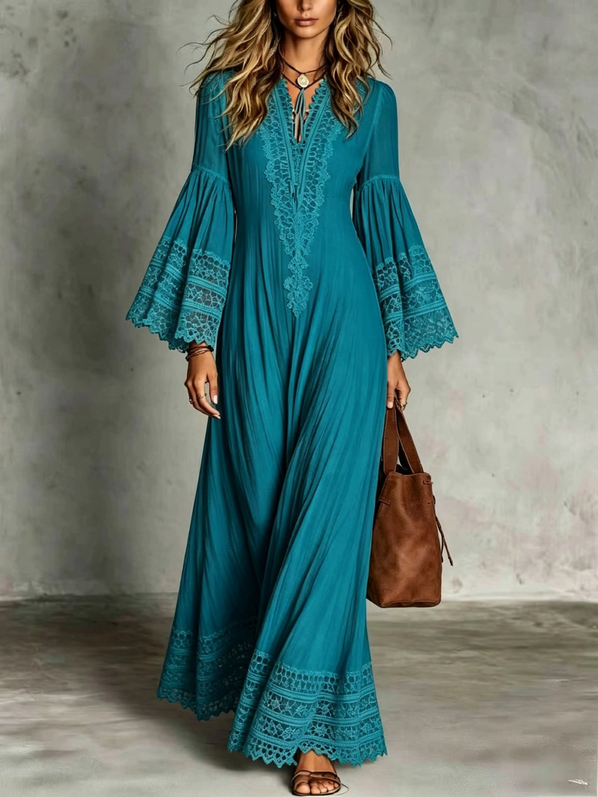Robe Éléonore – Dentelle Bohème & Coupe Longue