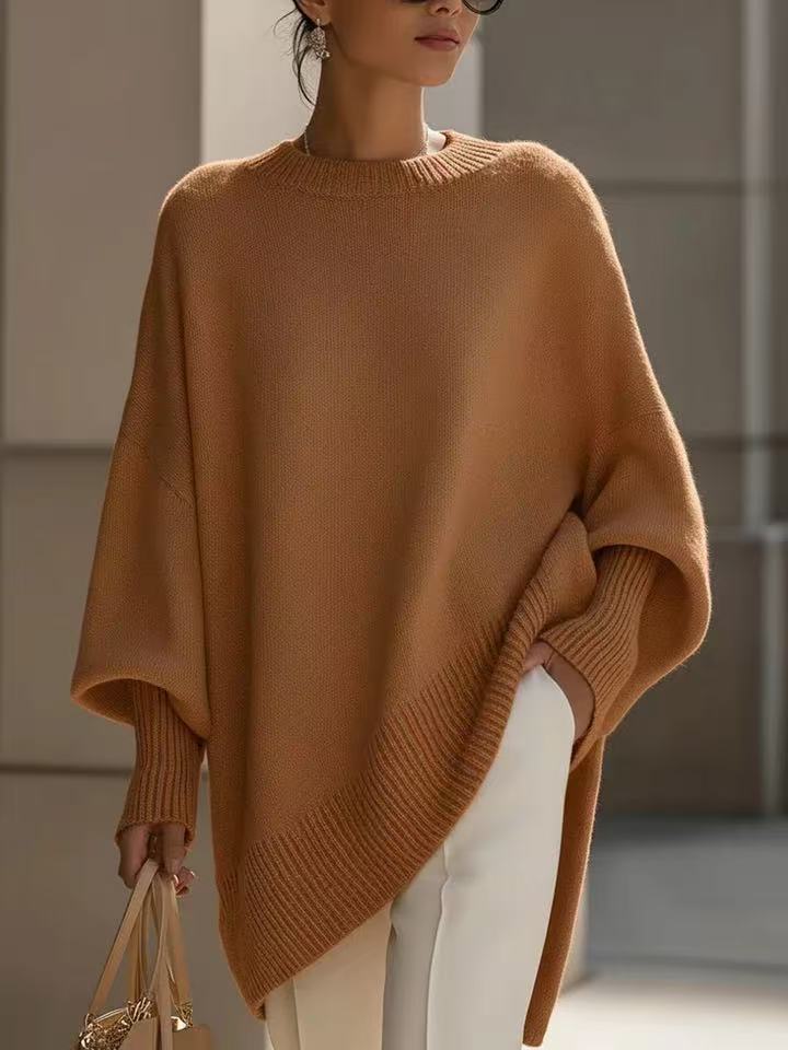 Pull oversize à col rond et manches chauve-souris