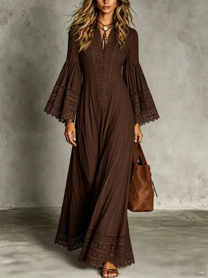 Robe Éléonore – Dentelle Bohème & Coupe Longue