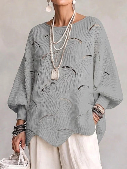 Pull Élise en Maille Ajourée à Motif de Vagues.