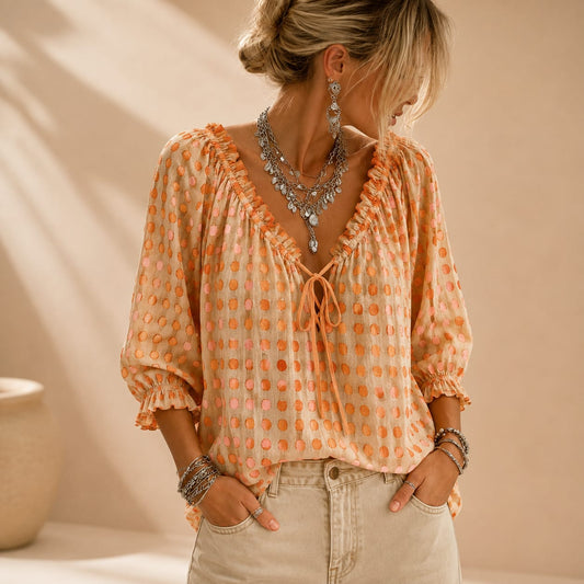 Blouse bohème à manches 3/4